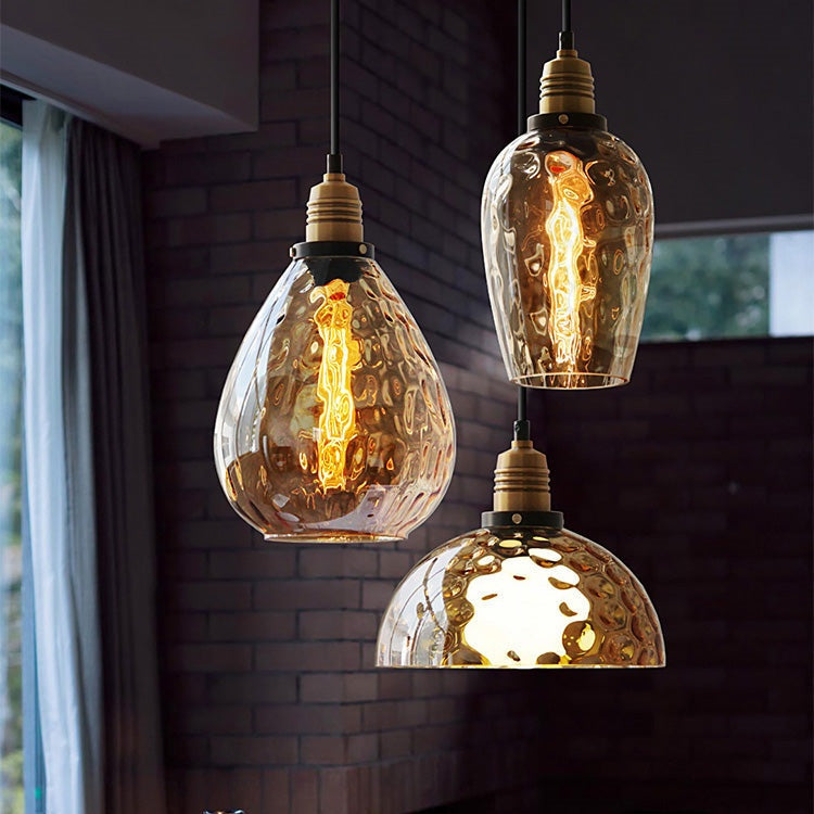 American Retro Glass Industrial Style Pendant Light