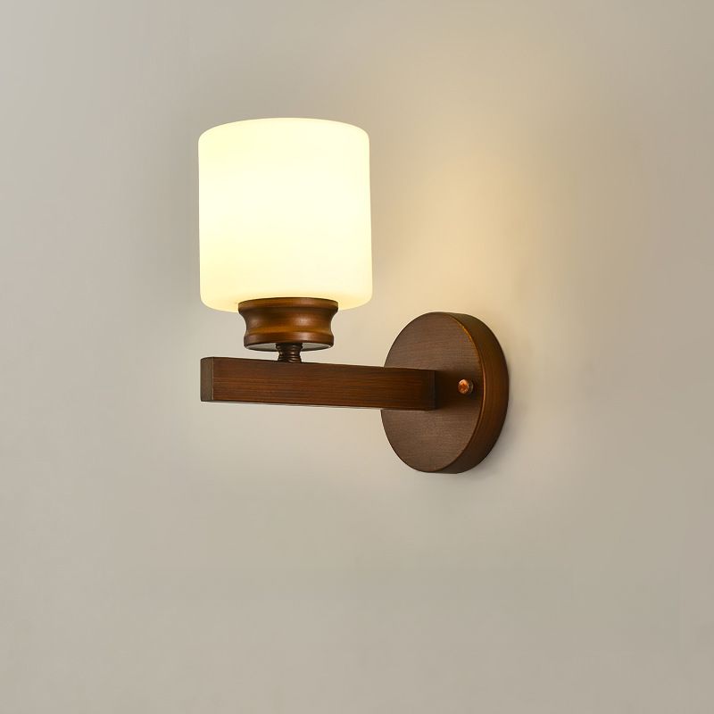 Ancient Style Cylindrical Auburn Glass Wall Light