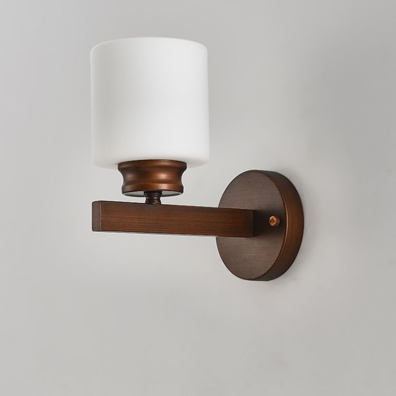 Ancient Style Cylindrical Auburn Glass Wall Light