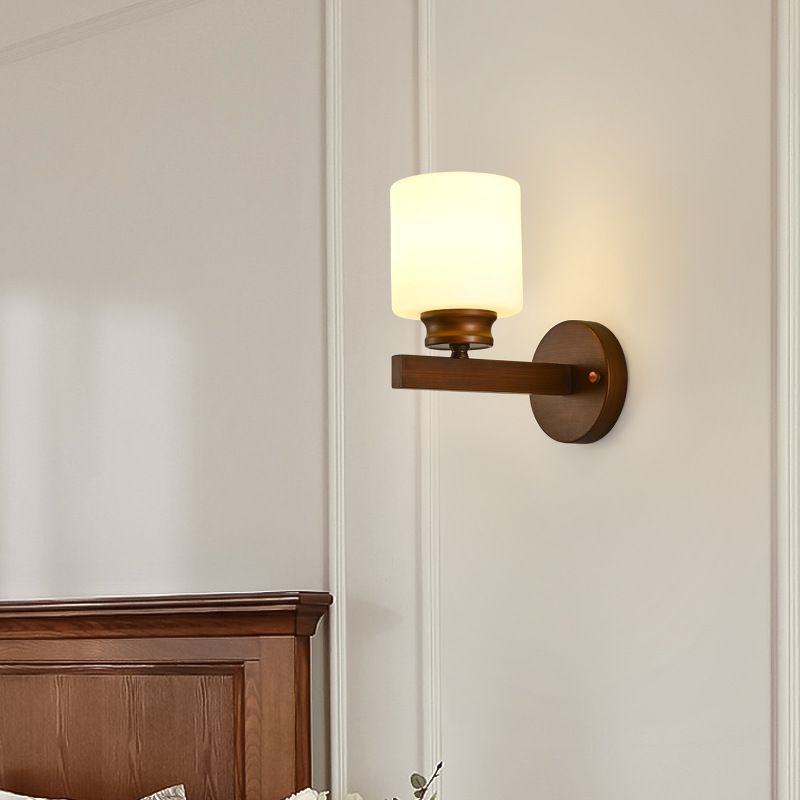 Ancient Style Cylindrical Auburn Glass Wall Light