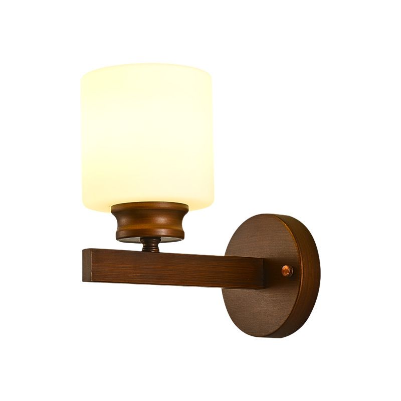 Ancient Style Cylindrical Auburn Glass Wall Light