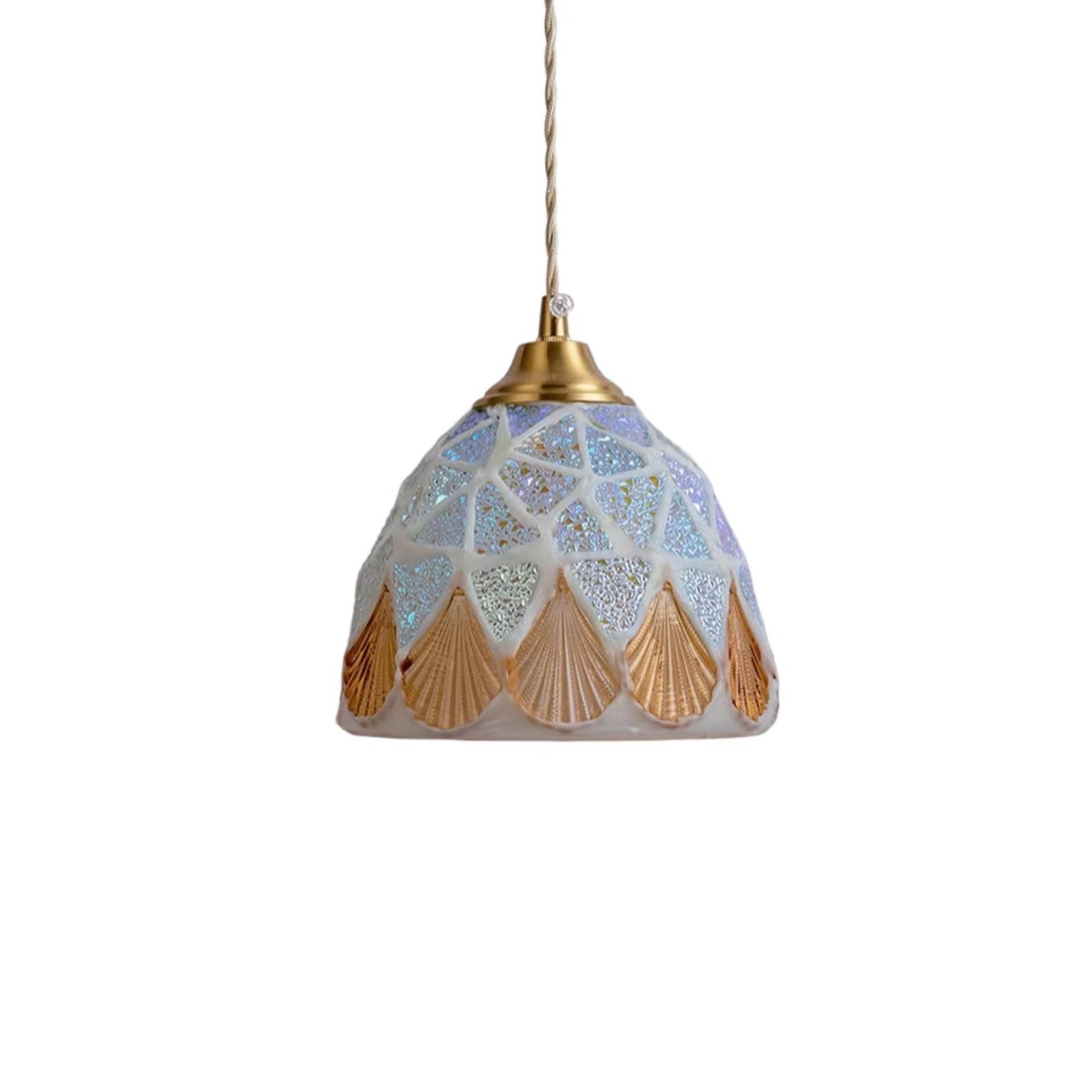 Art Nouveau Shell Stained Glass Pendant Light