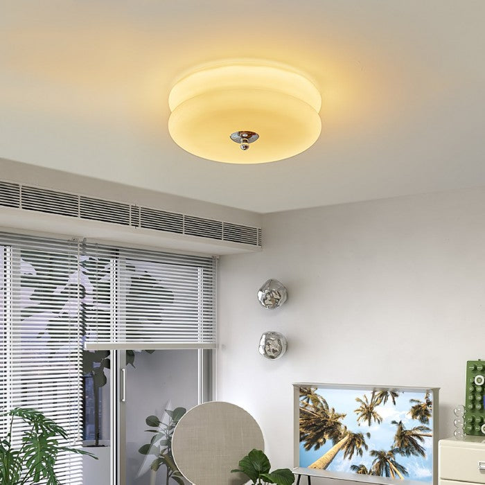 Vintage Bauhaus Cream Round Ceiling Light