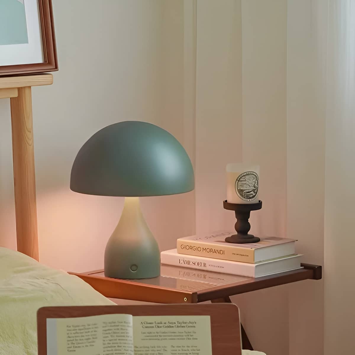 Art Deco Rechargeable Metal Mushroom Table Lamp
