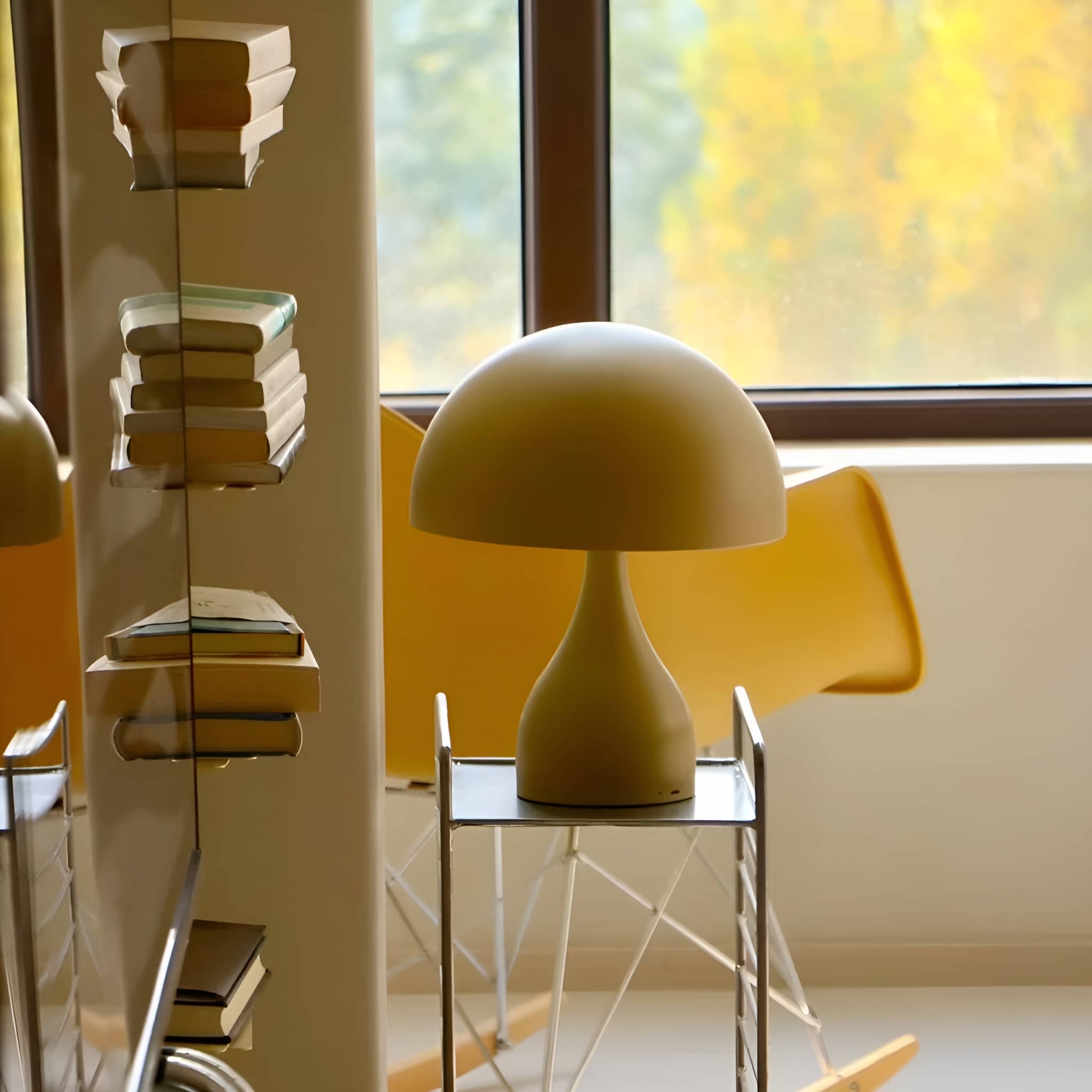 Art Deco Rechargeable Metal Mushroom Table Lamp