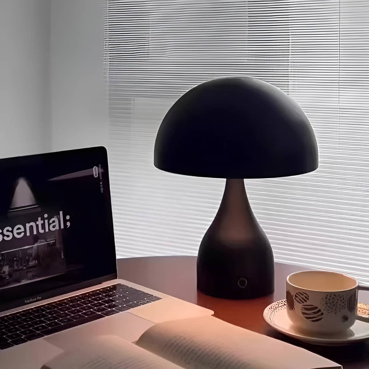 Art Deco Rechargeable Metal Mushroom Table Lamp