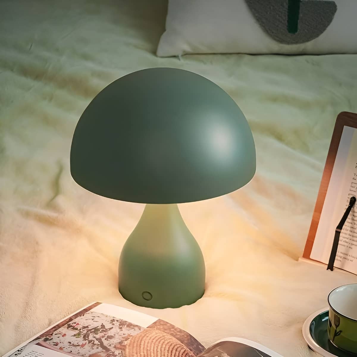 Art Deco Rechargeable Metal Mushroom Table Lamp