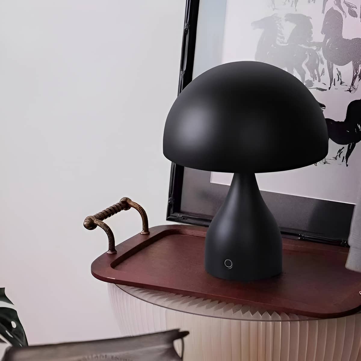Art Deco Rechargeable Metal Mushroom Table Lamp
