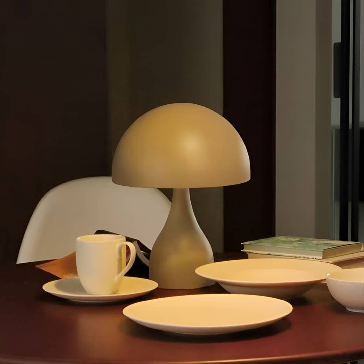 Art Deco Rechargeable Metal Mushroom Table Lamp