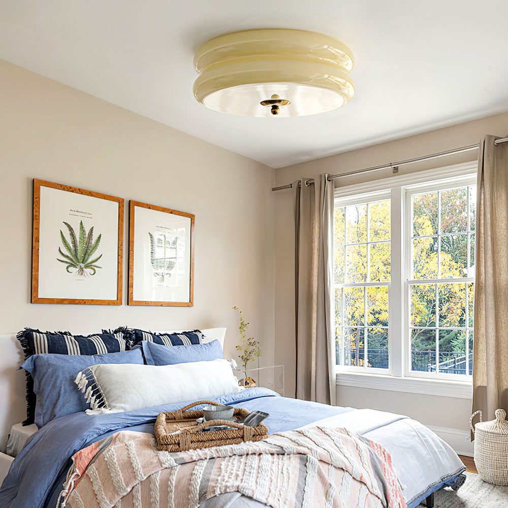 Vintage Bauhaus Cream Round Ceiling Light