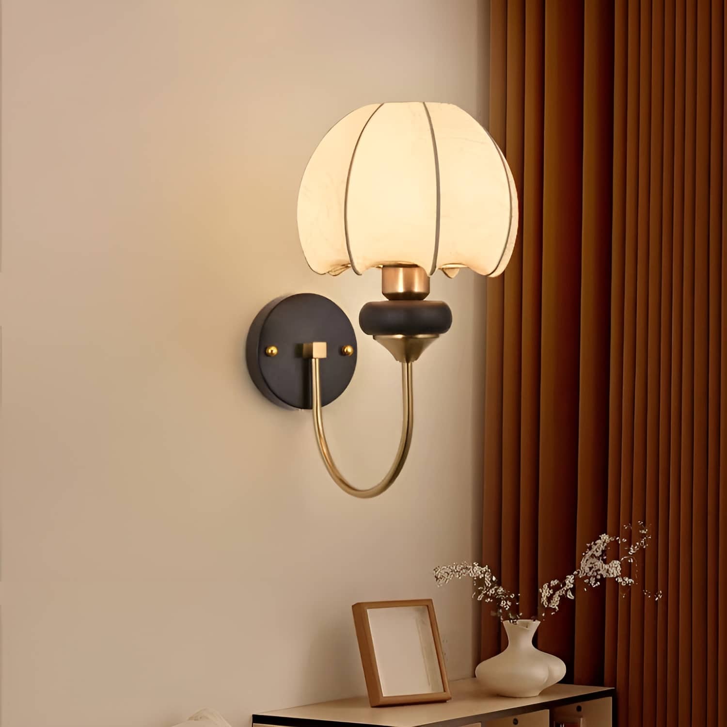 Art Nouveau Cloth Vintage Lantern Wall Sconce