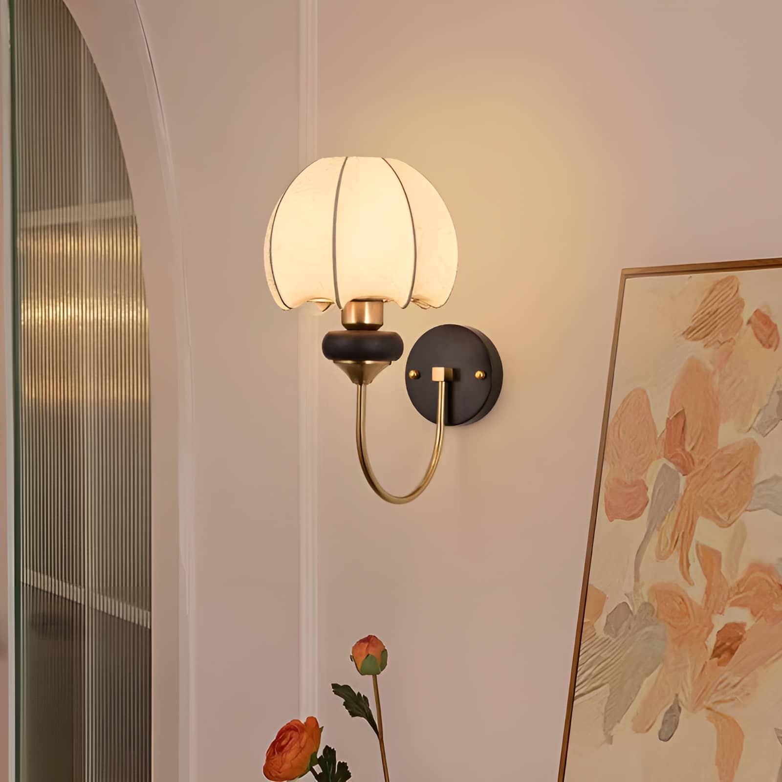 Art Nouveau Cloth Vintage Lantern Wall Sconce
