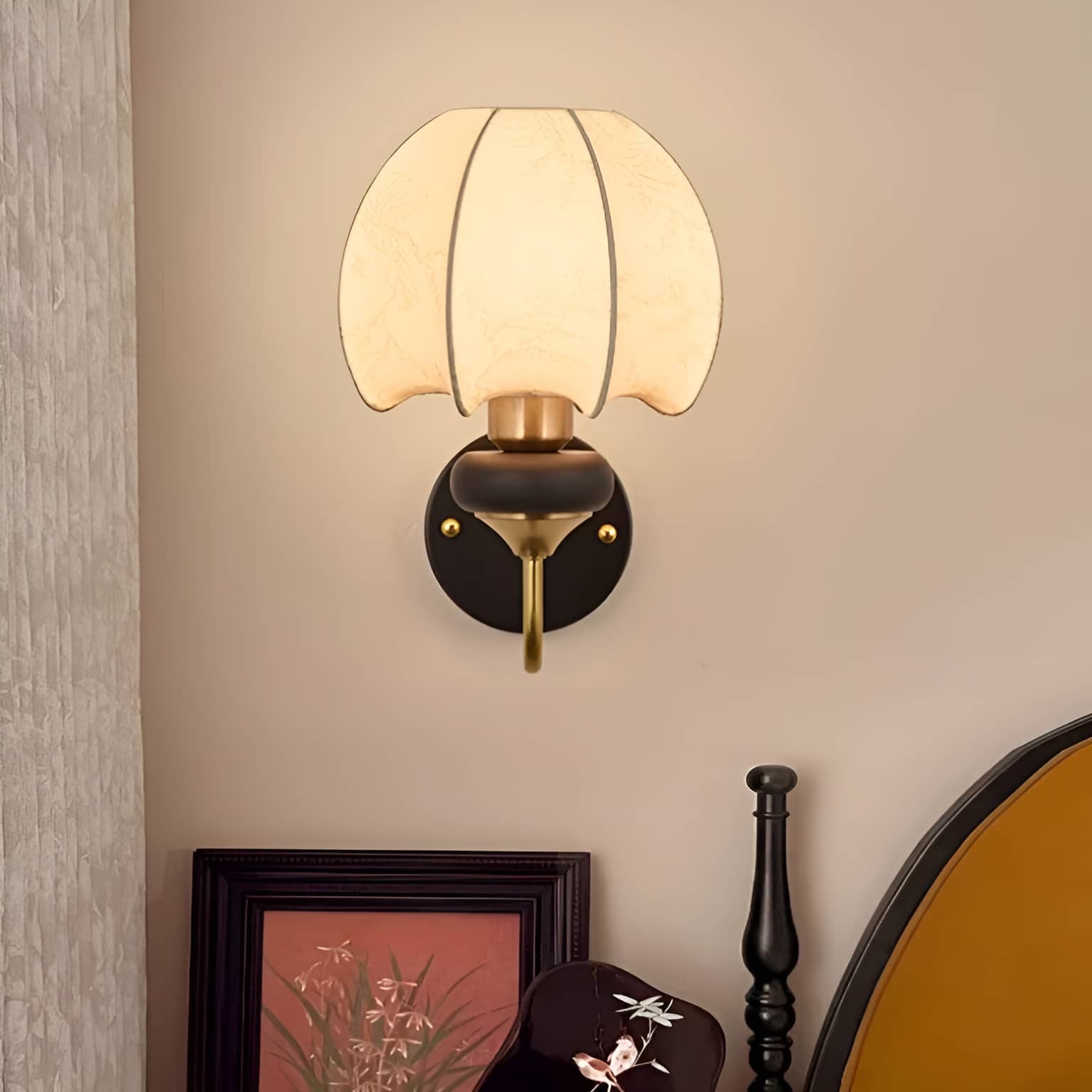 Art Nouveau Cloth Vintage Lantern Wall Sconce