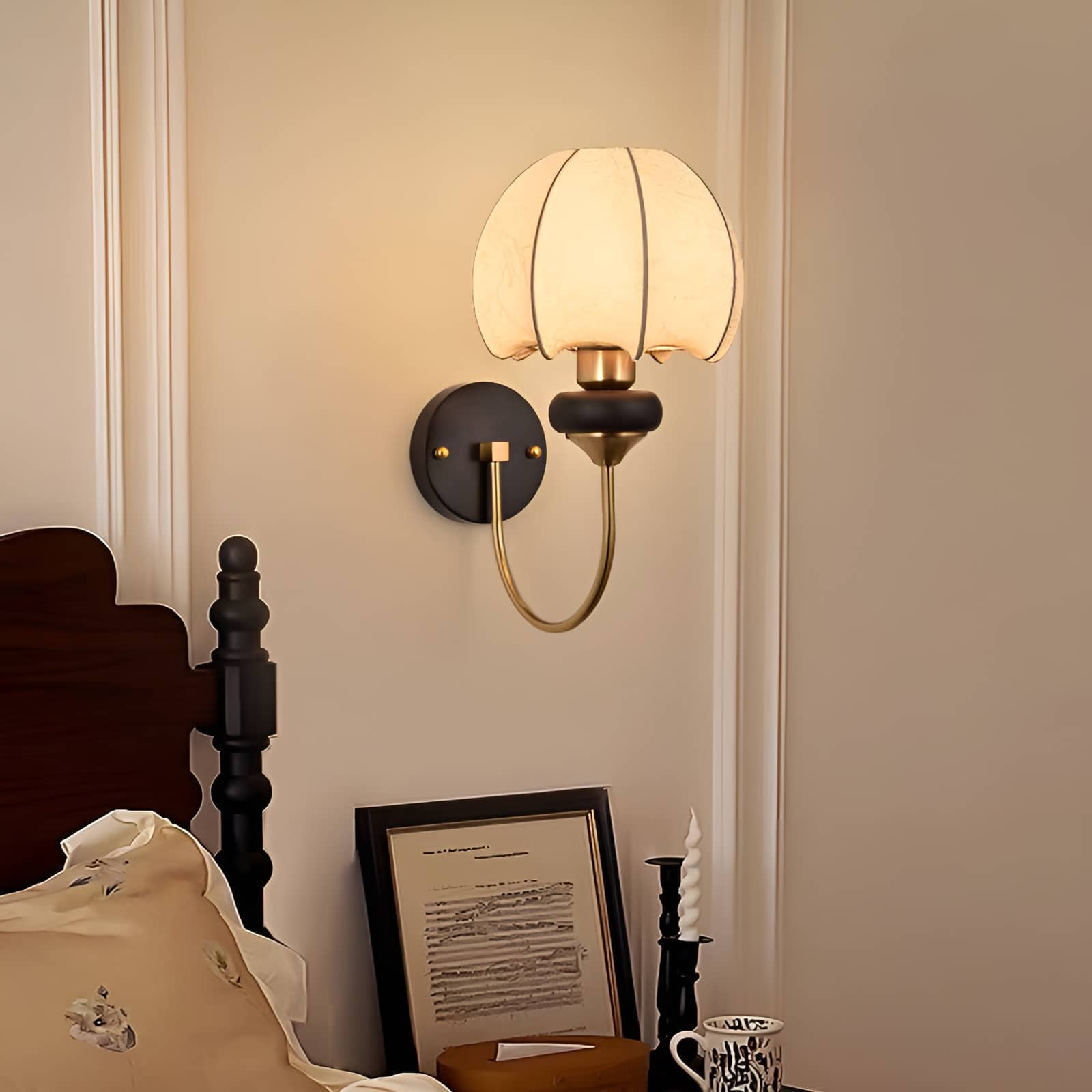 Art Nouveau Cloth Vintage Lantern Wall Sconce