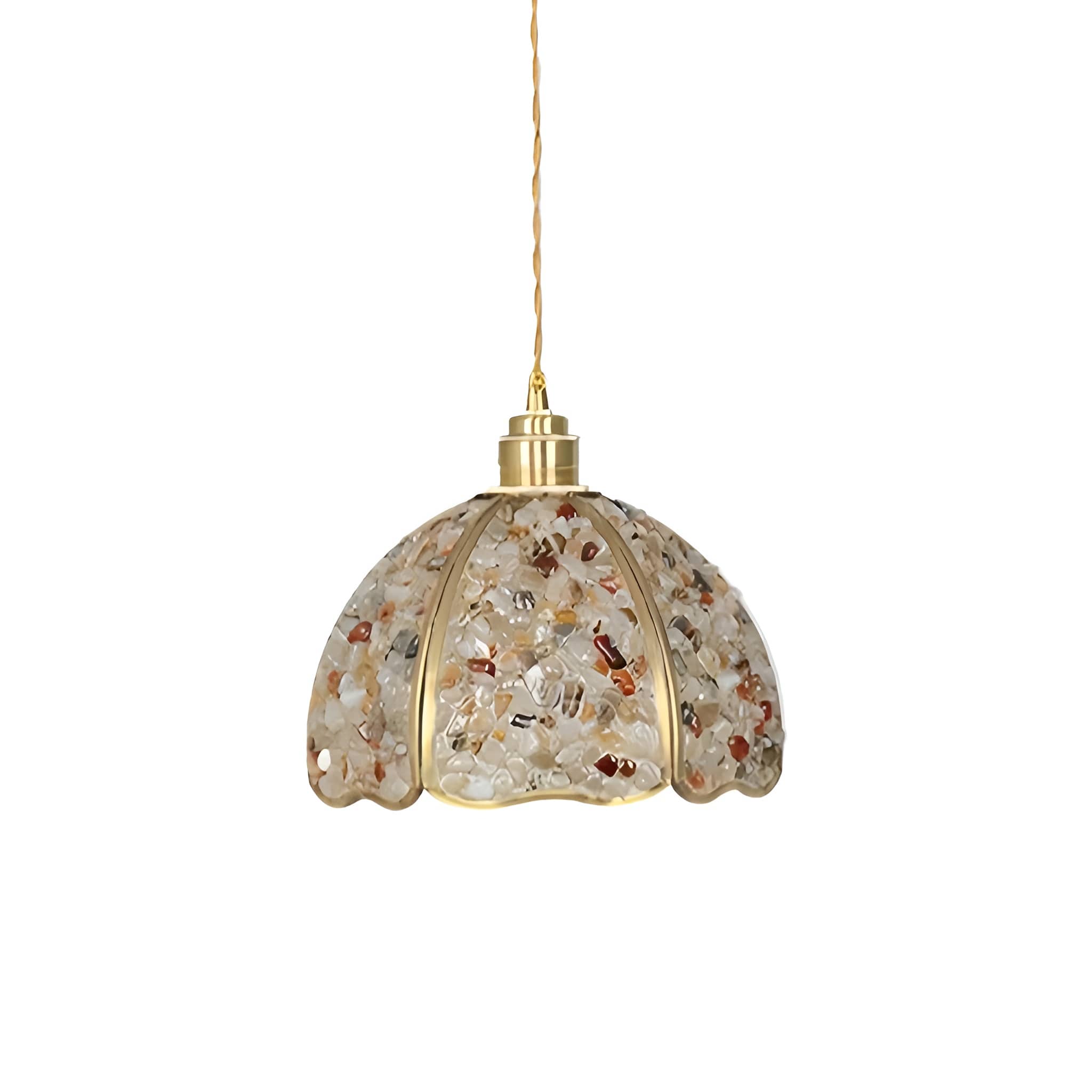 Art Nouveau Scallop Copper Crystal Pendant Light