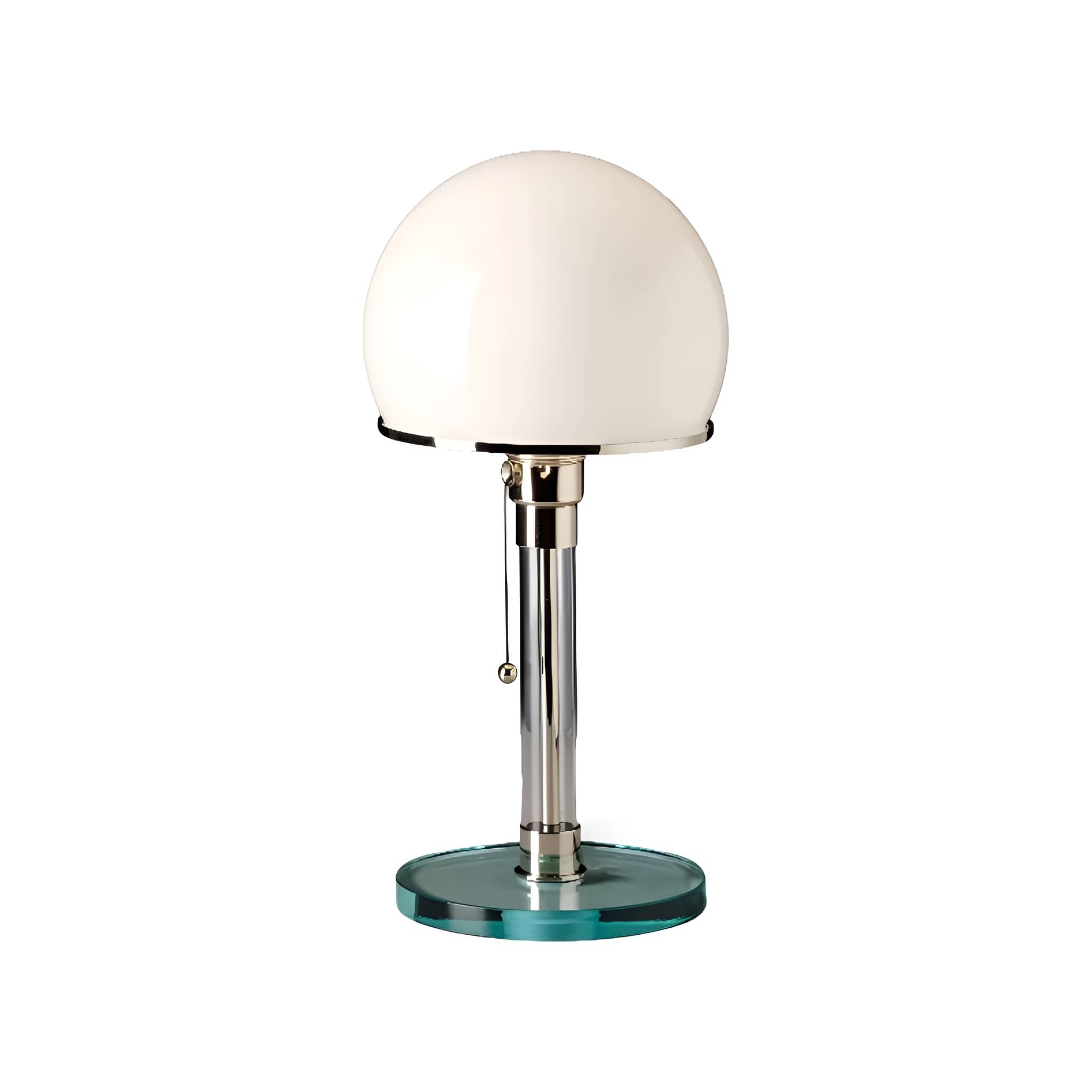 Bauhaus Industrial Hemispherical White Glass Table Lamp