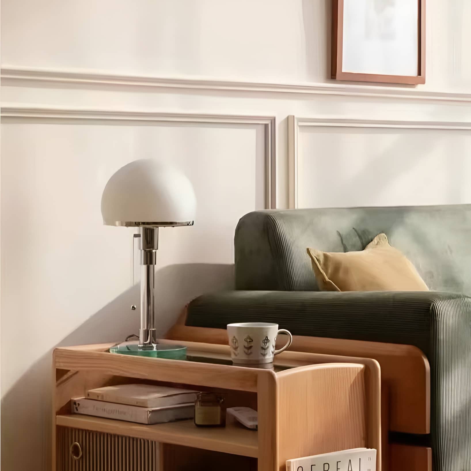 Bauhaus Industrial Hemispherical White Glass Table Lamp
