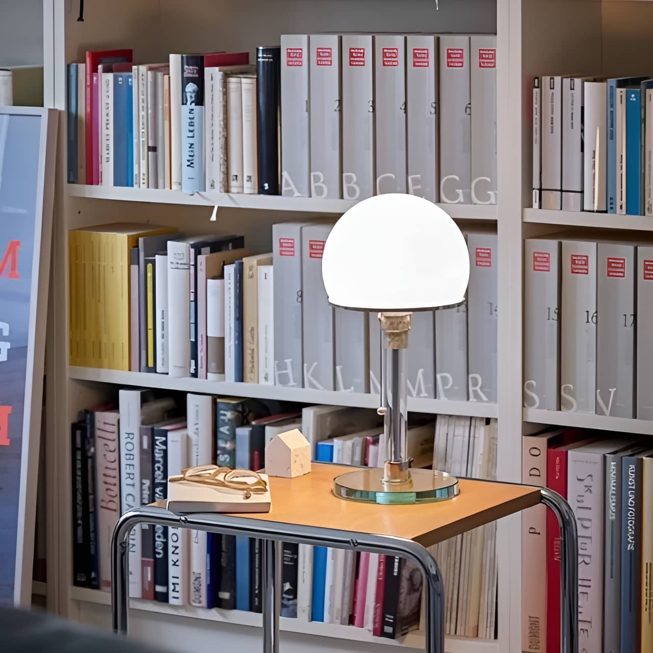 Bauhaus Industrial Hemispherical White Glass Table Lamp