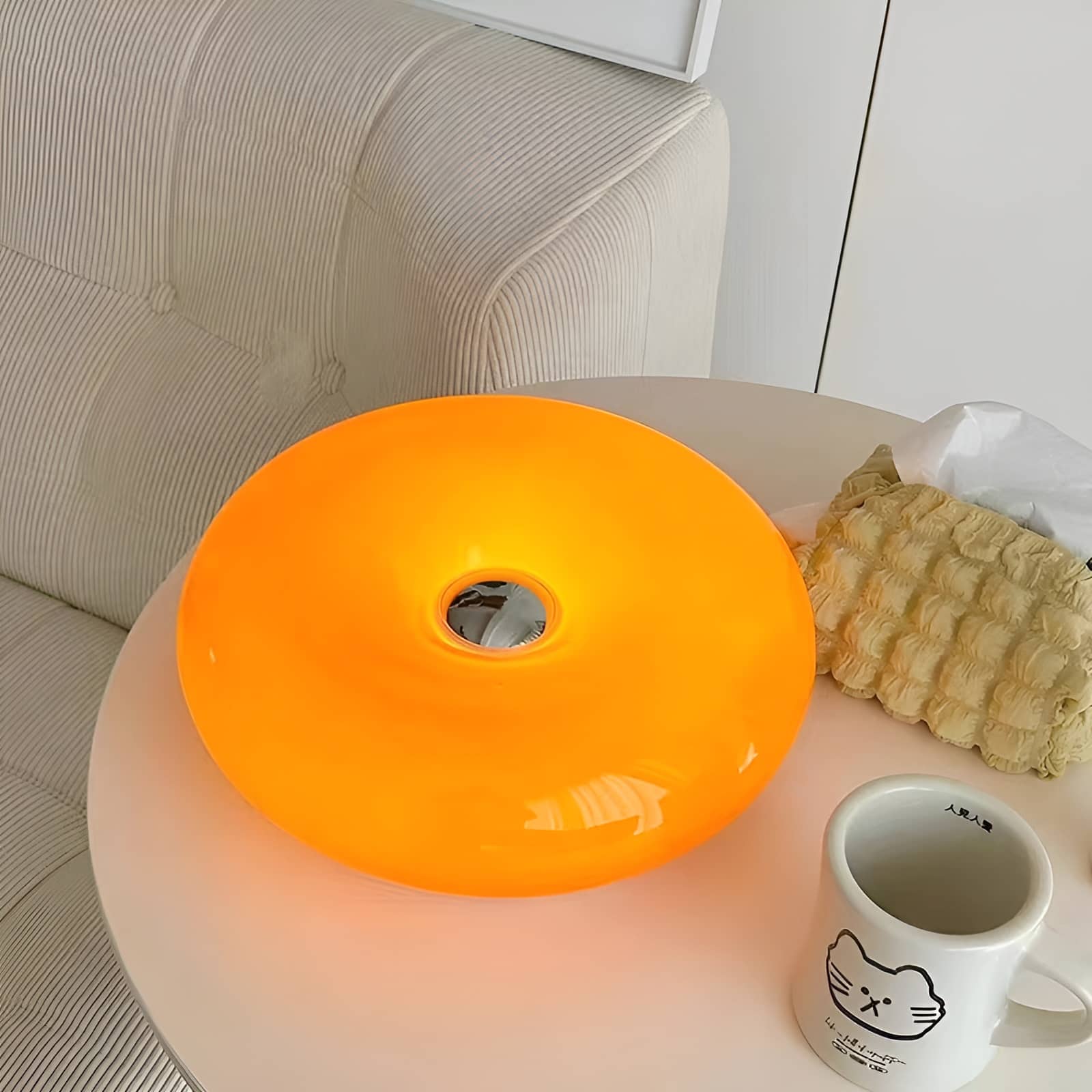 Italian Decorative Bauhaus Donut Glass Table Lamp