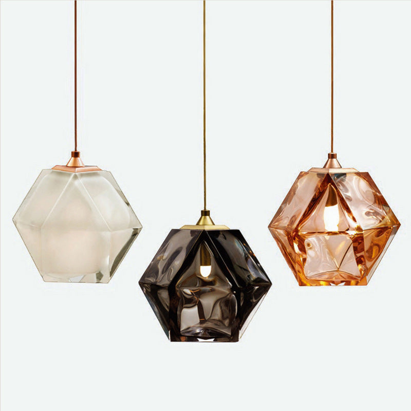 Modern Sculptural Diamond Glass Pendant Light