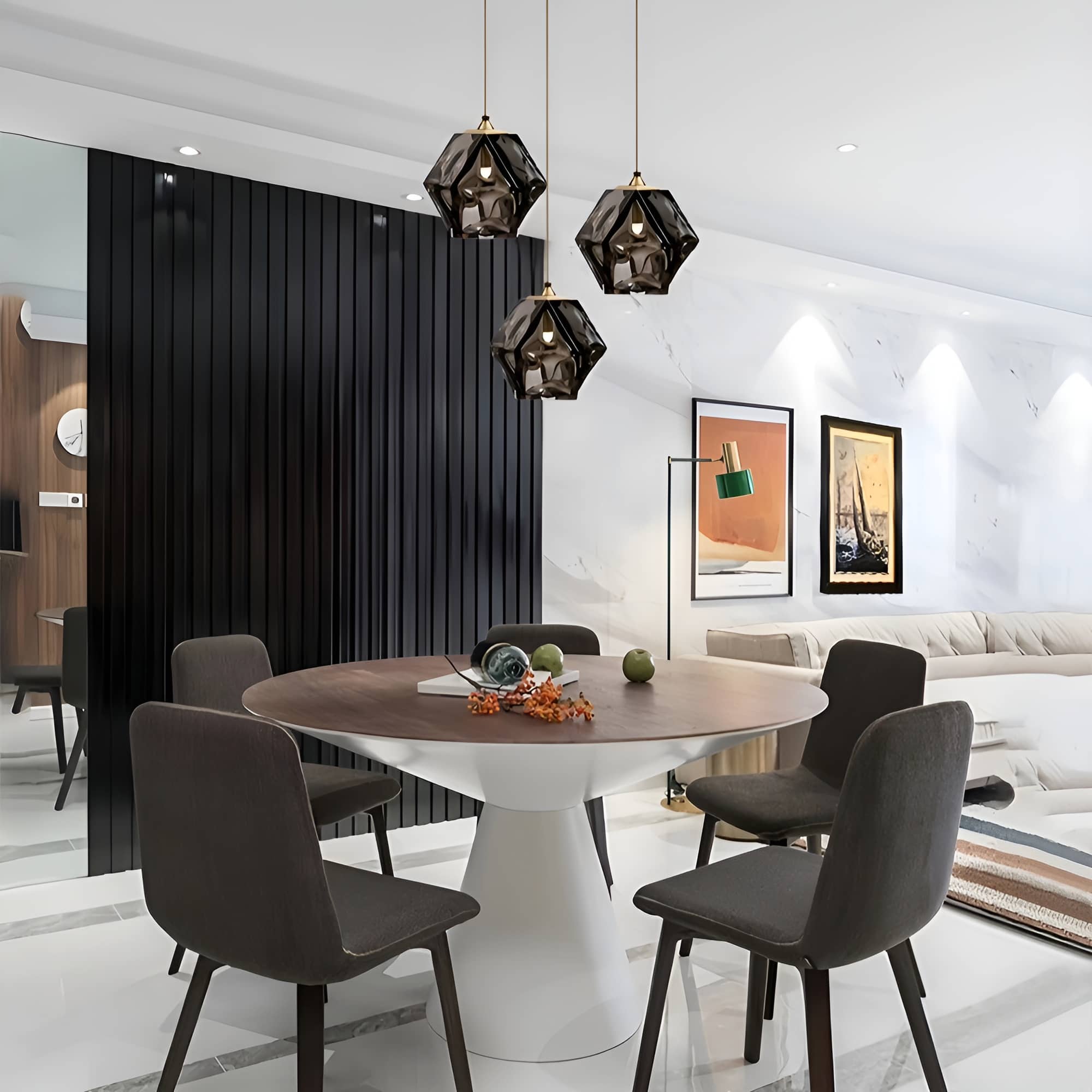 Modern Sculptural Diamond Glass Pendant Light