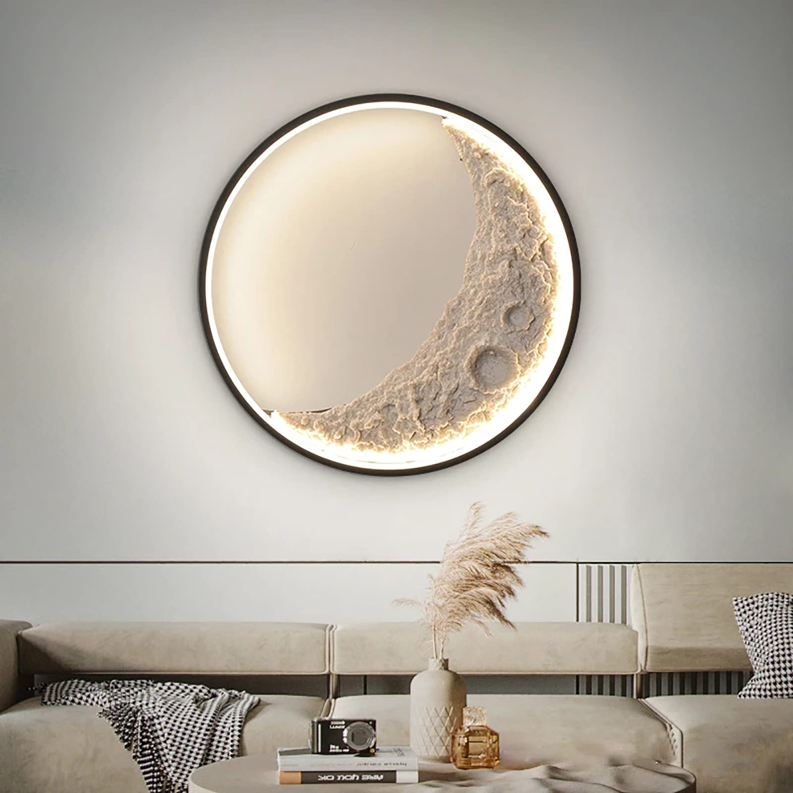 Creative 3D Resin Moon Shape Wall Light