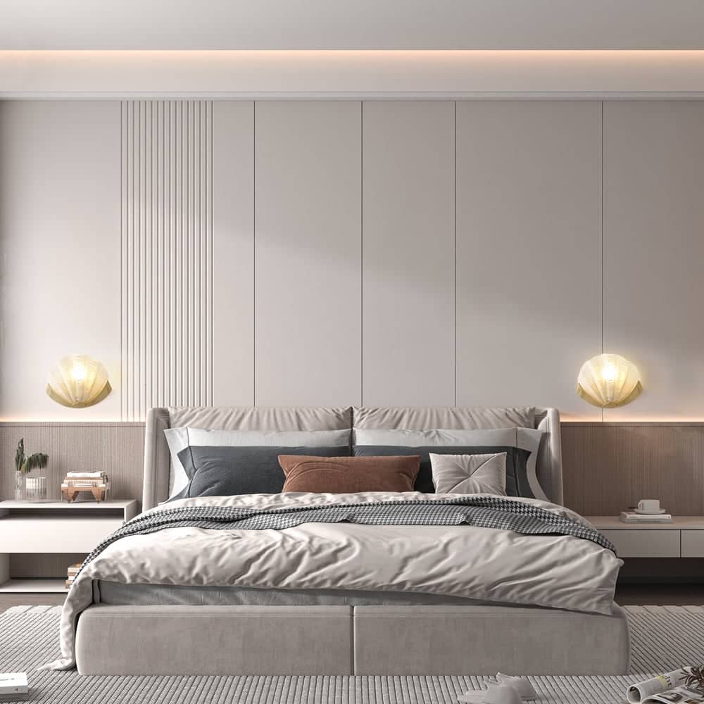 Luxury Brass Glass Shell Wall Light