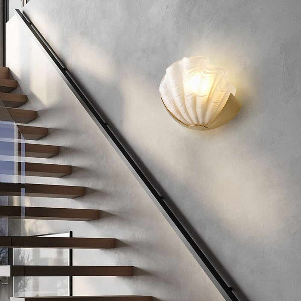Luxury Brass Glass Shell Wall Light