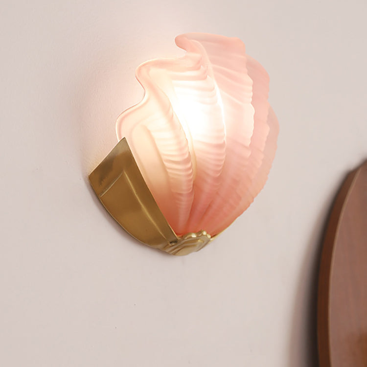 Luxury Brass Glass Shell Wall Light