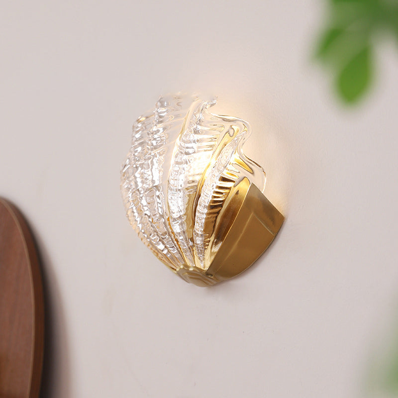 Luxury Brass Glass Shell Wall Light