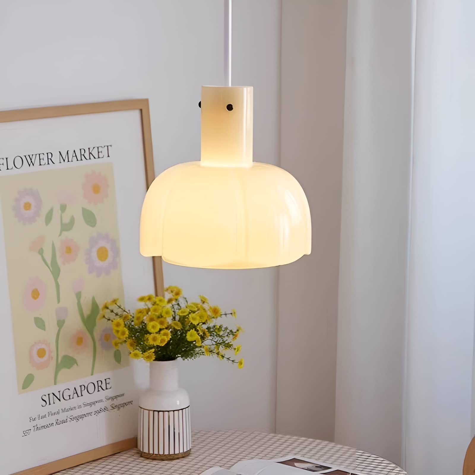 French Chic Tulip Glass Pendant Light