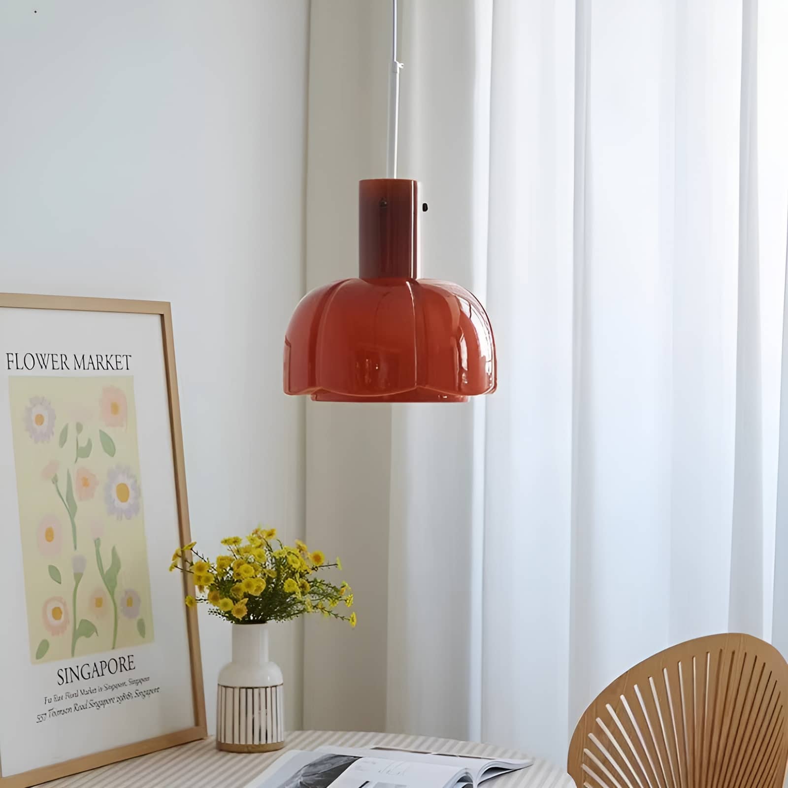 French Chic Tulip Glass Pendant Light