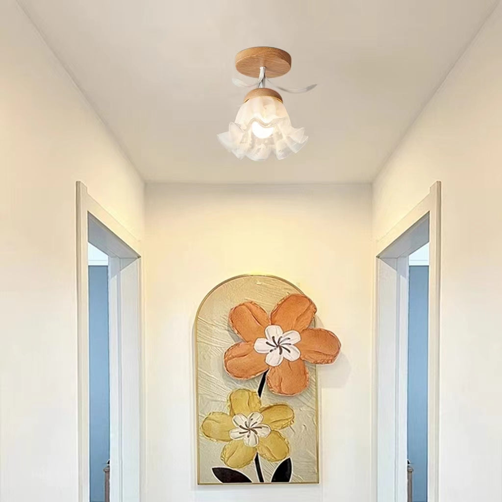 French Blooming Lily Flower Ceiling Light