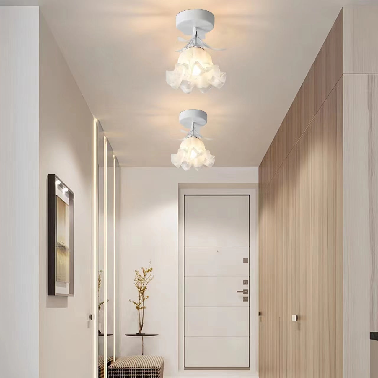 French Blooming Lily Flower Ceiling Light