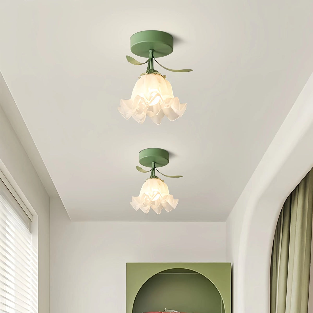 French Blooming Lily Flower Ceiling Light