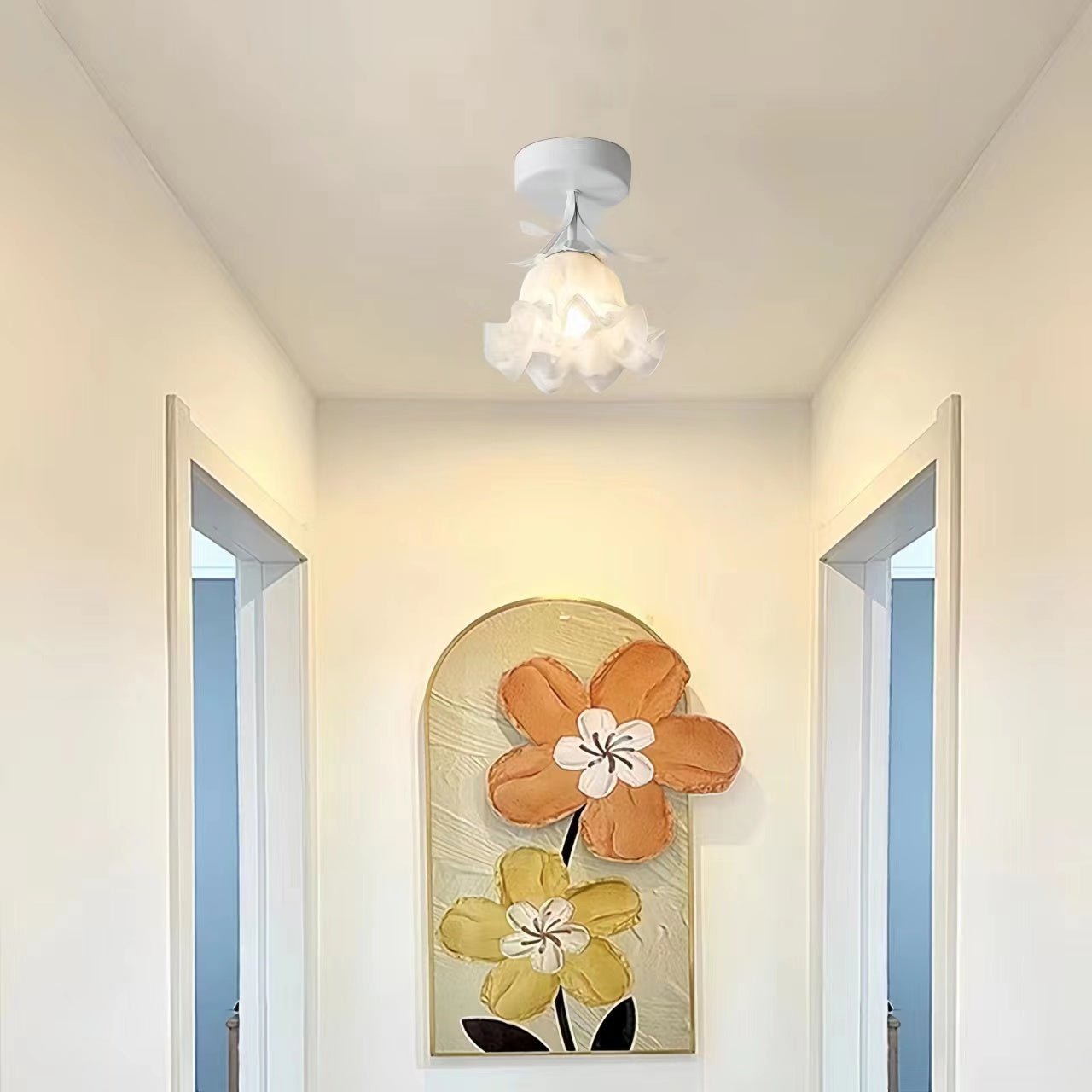 French Blooming Lily Flower Ceiling Light