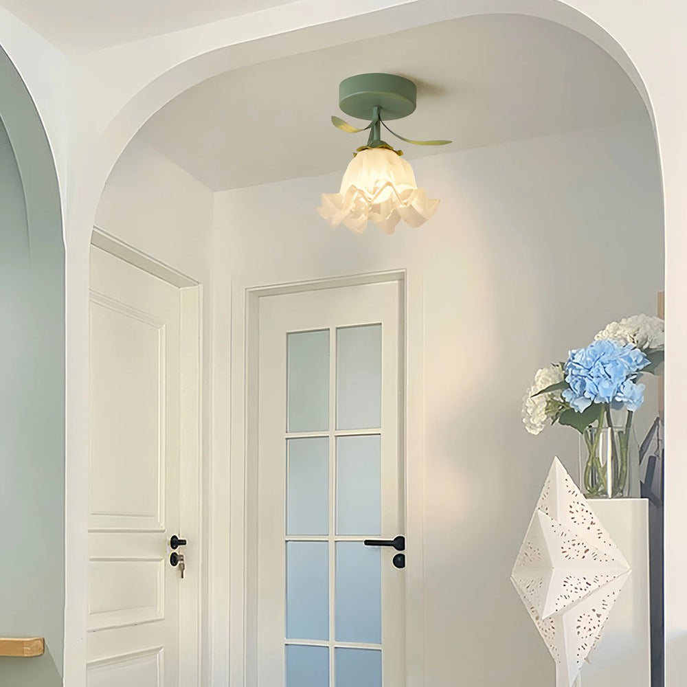 French Blooming Lily Flower Ceiling Light