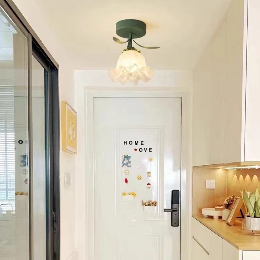 French Blooming Lily Flower Ceiling Light