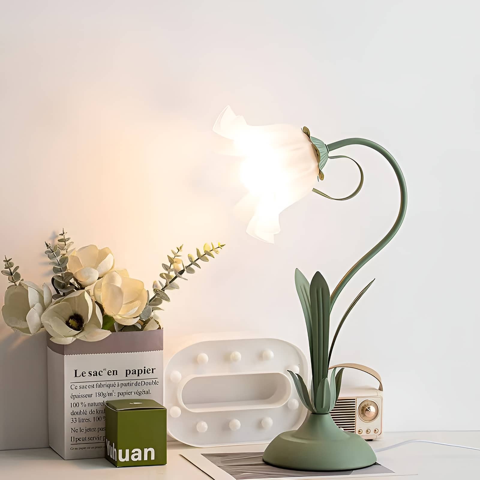Art Nouveau Acrylic Lily Flower Table Lamp