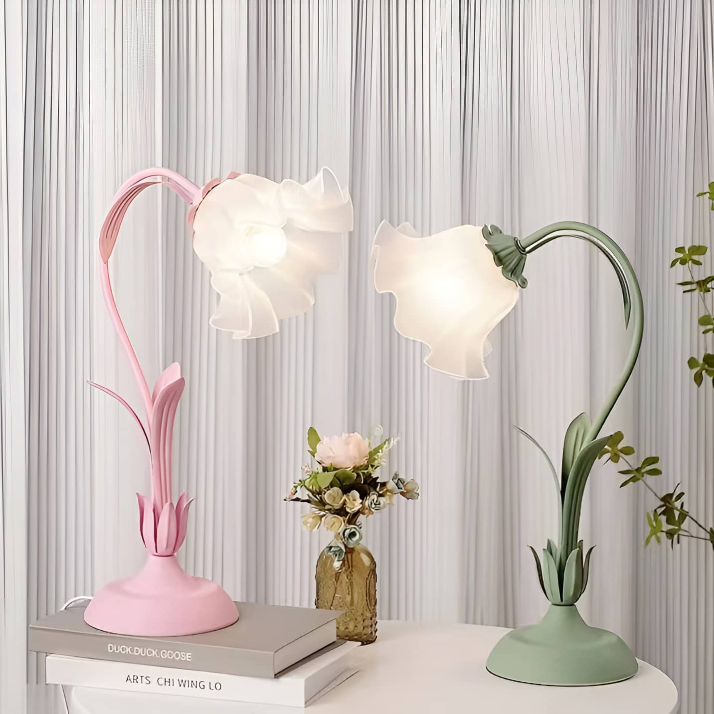 Art Nouveau Acrylic Lily Flower Table Lamp
