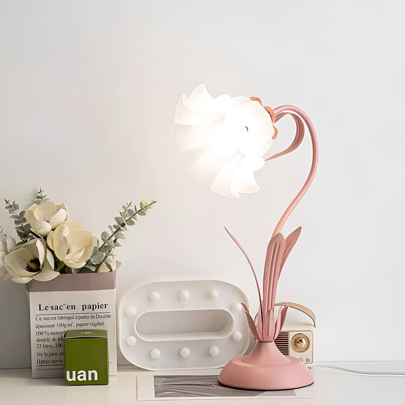 Art Nouveau Acrylic Lily Flower Table Lamp