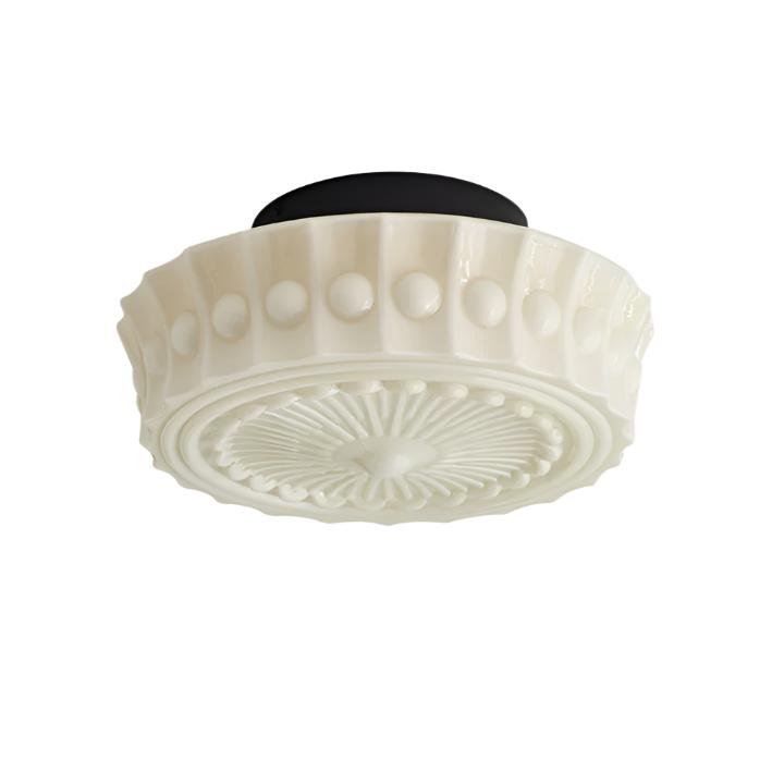 French Vintage Milk Glass Ceiling Light