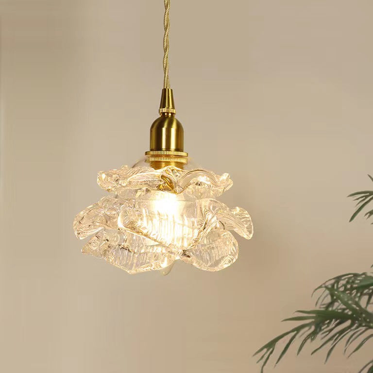 Luxury Brass Glass Rose Pendant Light