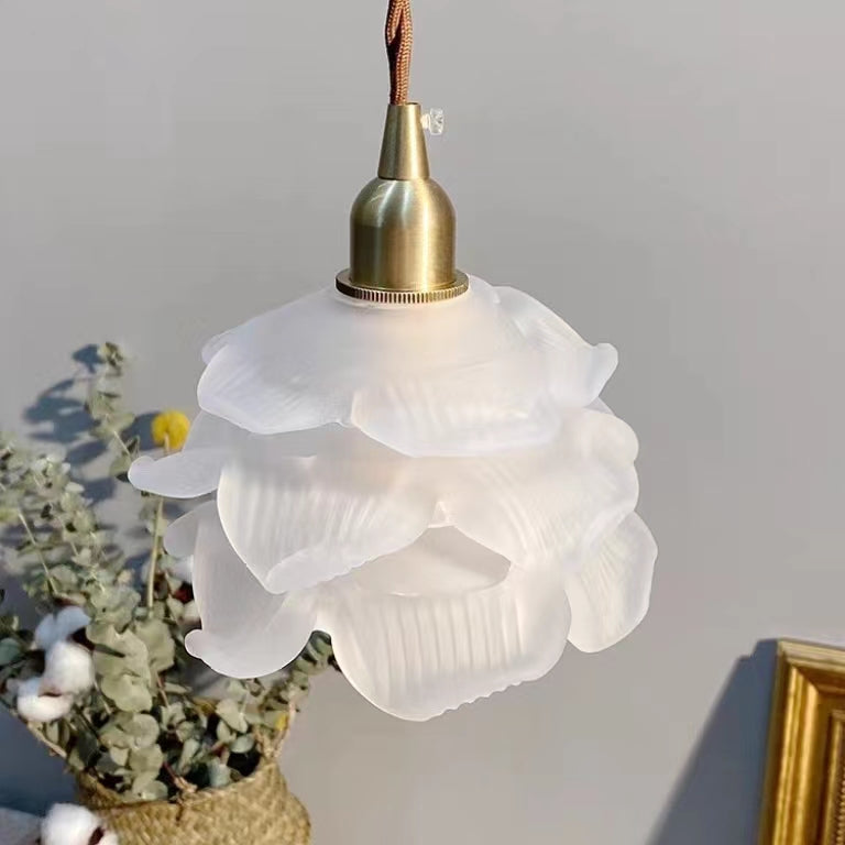Luxury Brass Glass Rose Pendant Light