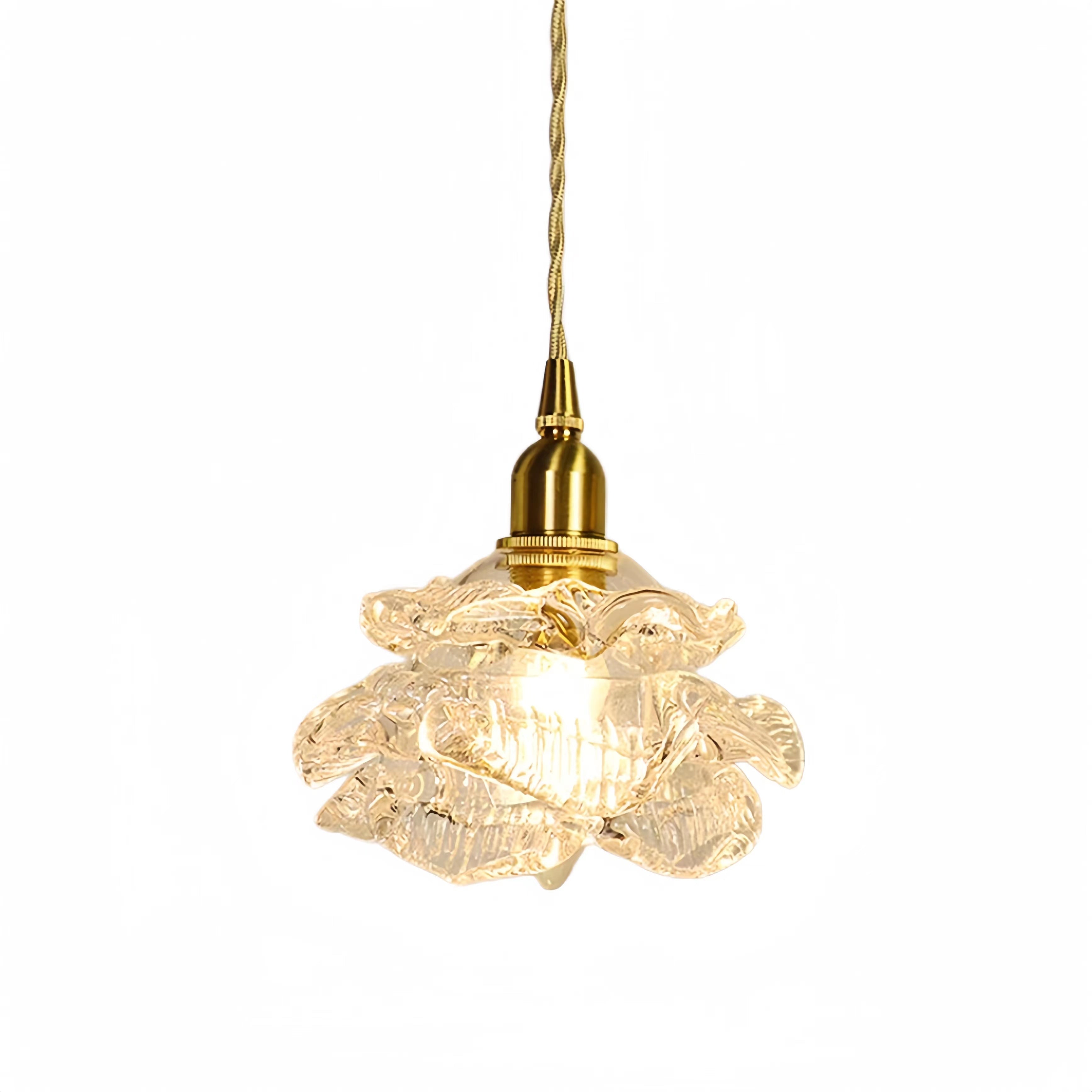 Luxury Brass Glass Rose Pendant Light