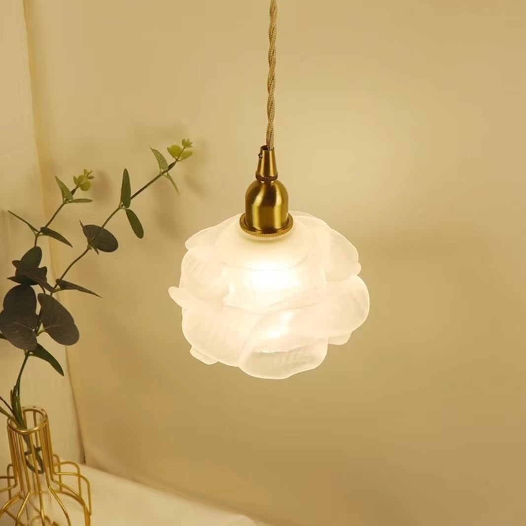 Luxury Brass Glass Rose Pendant Light