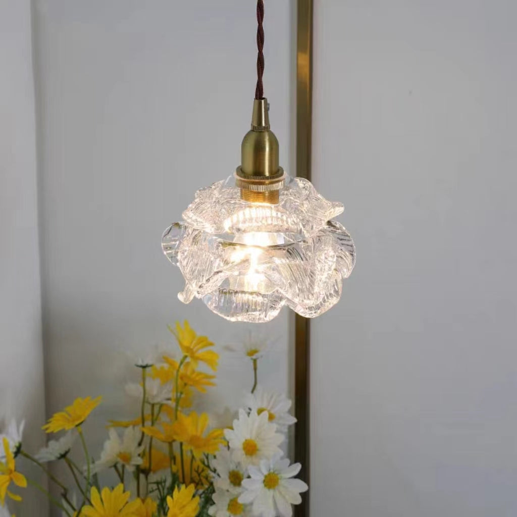 Luxury Brass Glass Rose Pendant Light
