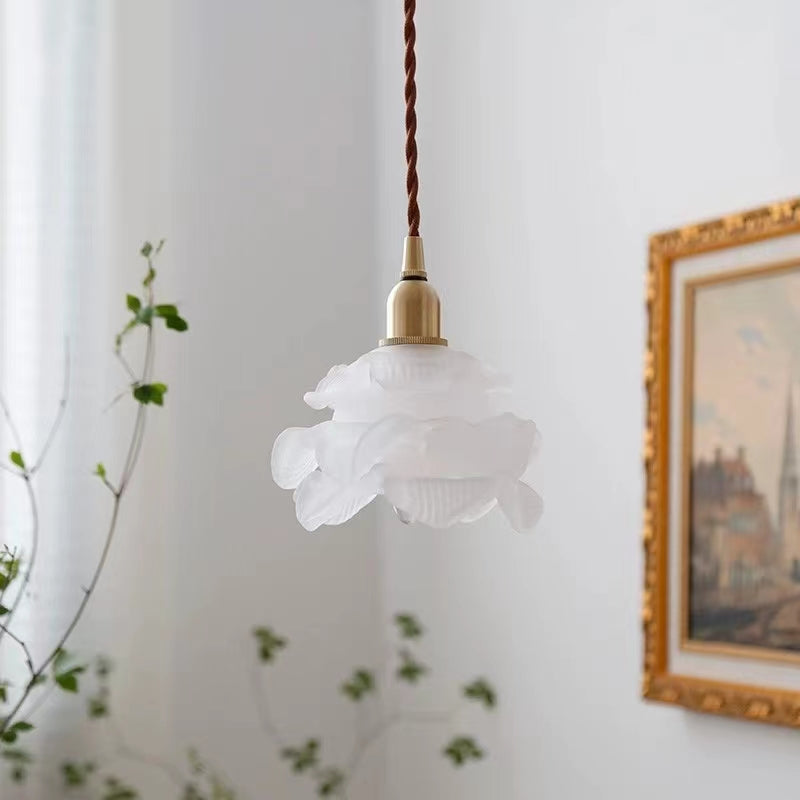 Luxury Brass Glass Rose Pendant Light