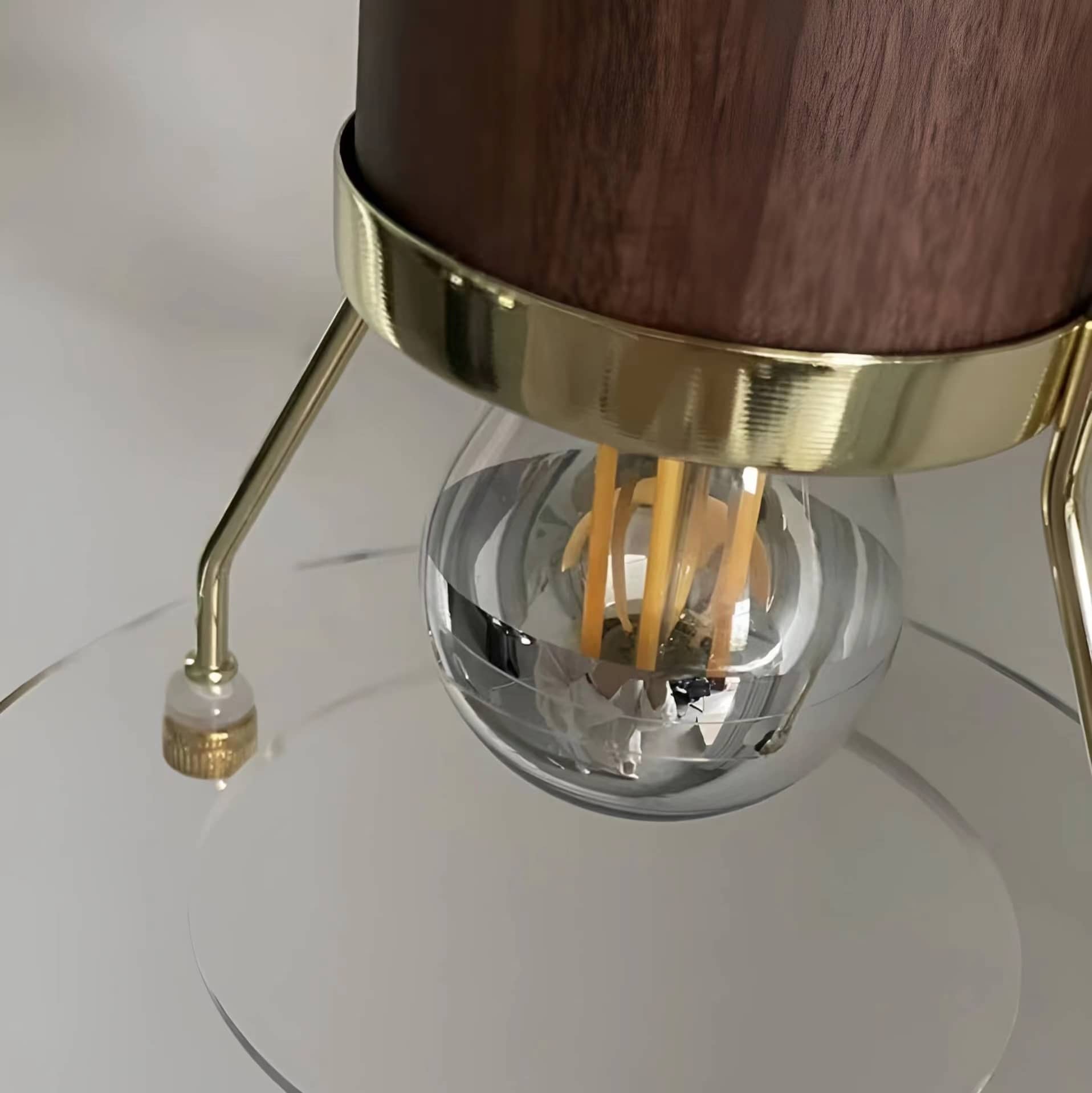 Industrial Orbit Walnut Wooden Wall Light