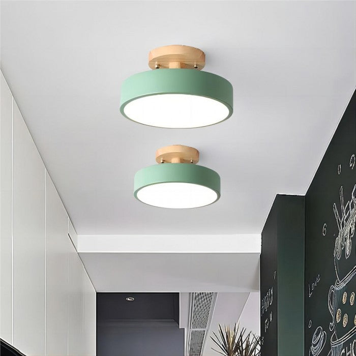 Scandinavian Macaron Drum Wooden Ceiling Light